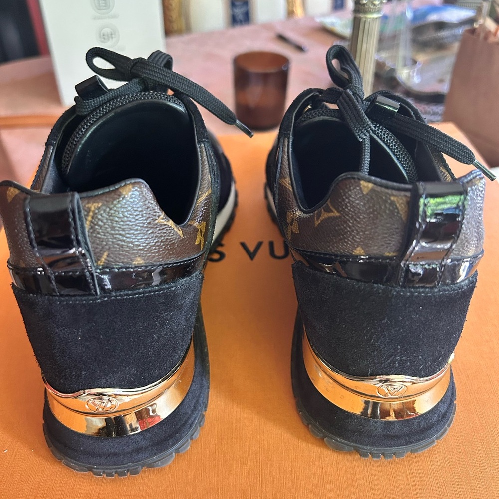 Louis Vuitton Black and Gold Monogram Sneakers - Picture 2 of 6